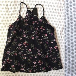 Navy blue floral tank top - large